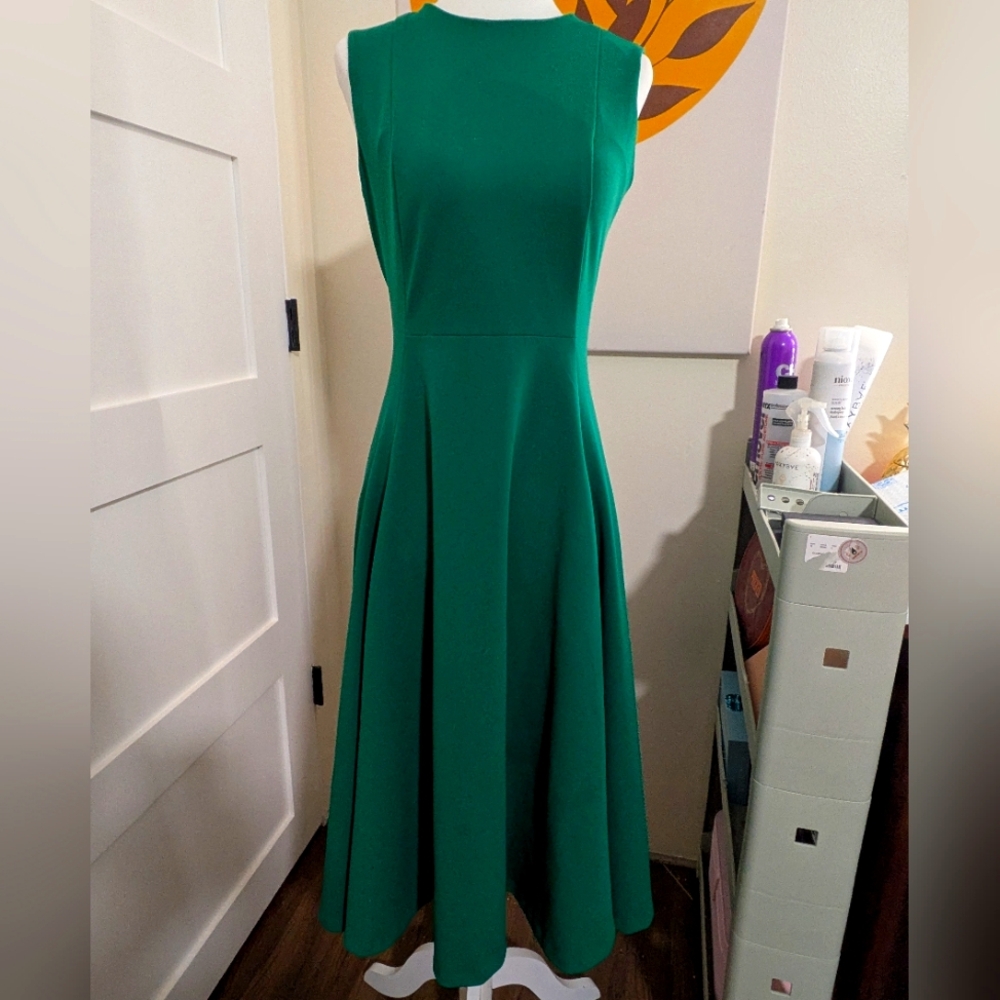Calvin Klein Scuba Crepe Fit and Flare Midi Dress, size 2